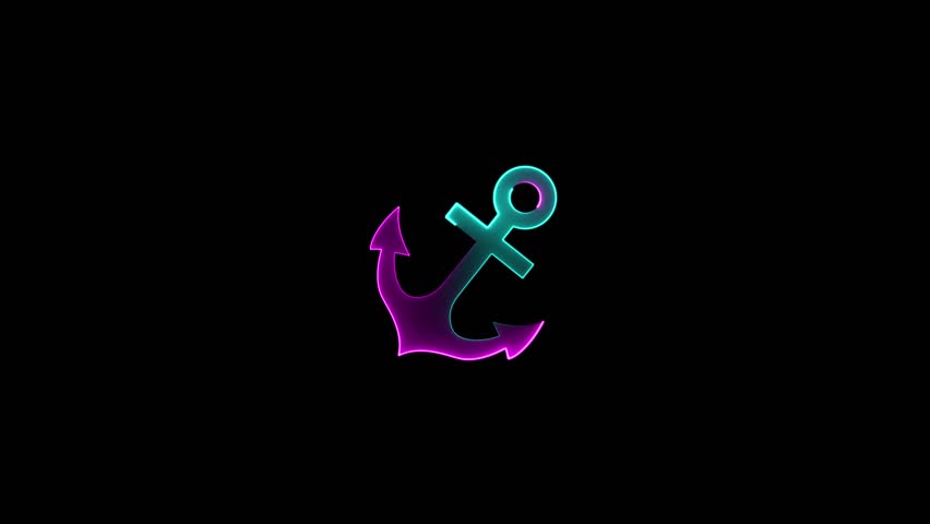 Glowing neon line ship anchor icon video animation on black background. Neon anchor icon animation. Anchor animation. Glowing neon anchor icon animation. maritime themes, ship and ocean navigation