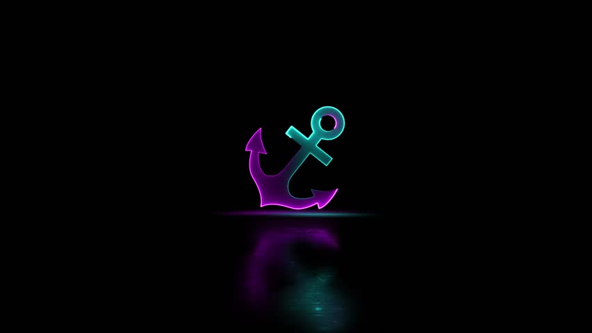 Glowing neon line ship anchor icon video animation on black background. Neon anchor icon animation. Anchor animation. Glowing neon anchor icon animation. maritime themes, ship and ocean navigation