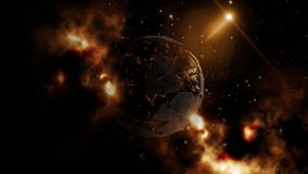 Cinematic Space Scene with Molten Lava Planet Asteroid Belt and Fiery Nebula Clouds - Powered by Shutterstock - Get 15% off with code: PIKWIZARD15