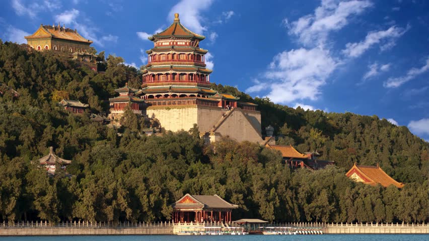 The Imperial Summer palace in Beijing, chinaImperial Summer Palace in Beijing at sunset,China.The Summer Palace in Beijing,China.It was a royal garden in the Qing Dynasty.Time lapse.