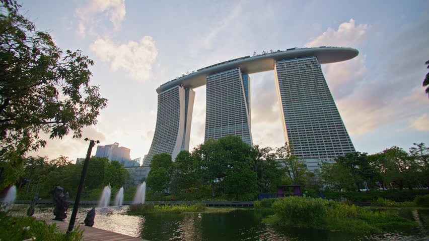 Cityscape of Singapore city and Marina Bay Sands. Beautiful skyscraper in the center of the tourist city in Asia.