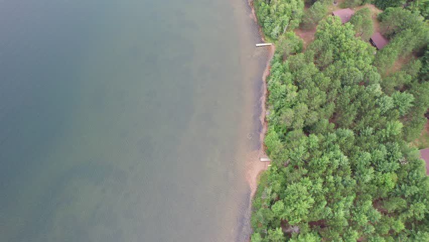 Aerial view of Eagle River Wisconsin in the Northwoods during summer.  Bird