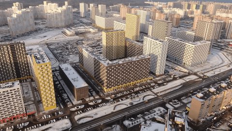 Forward Drone Shot Descending over Apartment Complex
