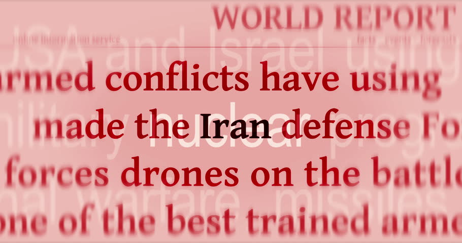 Iran Israel USA war conflict. Headline news titles international media abstract concept loop. Seamless and looped 3d animation.