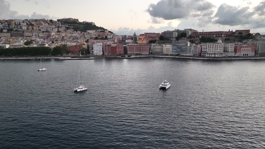 Morning in the port of Naples, Italy