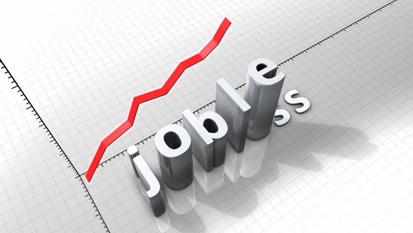 Growing chart graphic animation, rising jobless