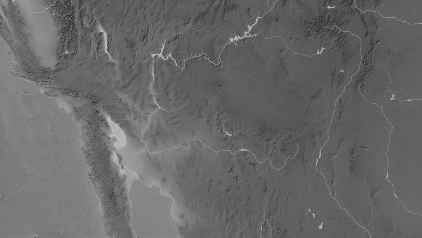 Arizona state, United States, extruded. Grayscale map