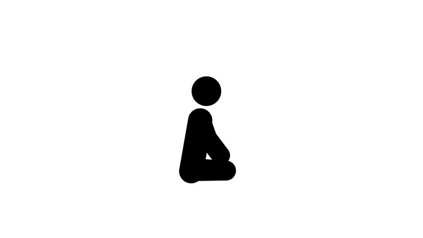 Animated Person Meditating Lotus Position Pictogram Seamless Loop Yoga Mindfulness