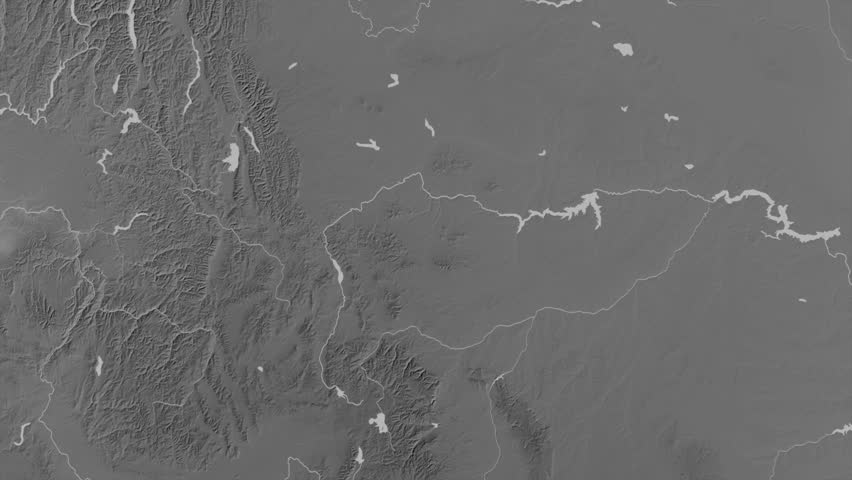 Montana state, United States, extruded. Grayscale map