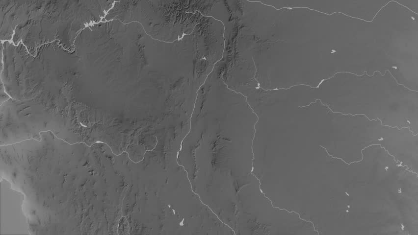 New Mexico state, United States, extruded. Grayscale map