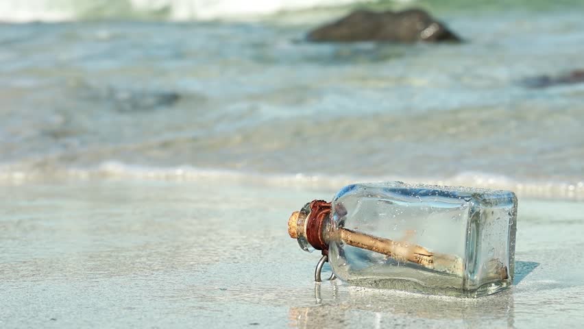 Message in the bottle from ocean. Message concepts.