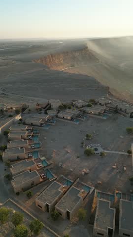Drone aerial footage of desert mountains and rocky landscapes near Eilat in southern Israel, scenic desert and travel destination