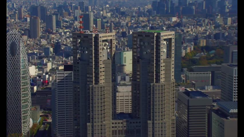 Aerial View of Tokyo Metropolitan Government Building and Skyline in Tokyo