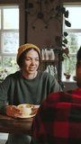 Barista serves coffee and shares ideas with customer at local cafe during afternoon meet - Powered by Shutterstock - Get 15% off with code: PIKWIZARD15