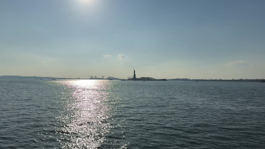 Statue of Liberty from a Boat, New York Harbor View