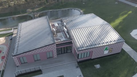 Drone Pulling Back above Forest Hotel Complex