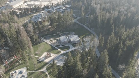Aerial Orbit over Hotel Complex Forest