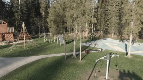 Lateral Drone Pass along Kids Play Area