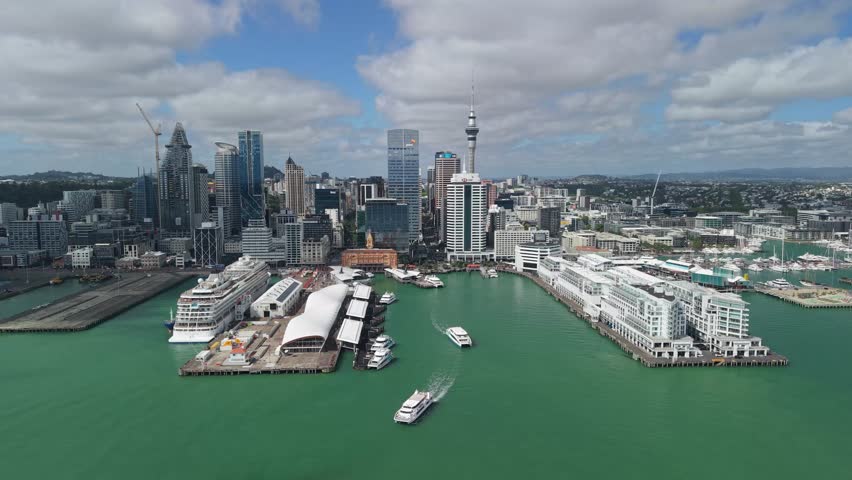 Auckland, New Zealand aerial by drone city skyline