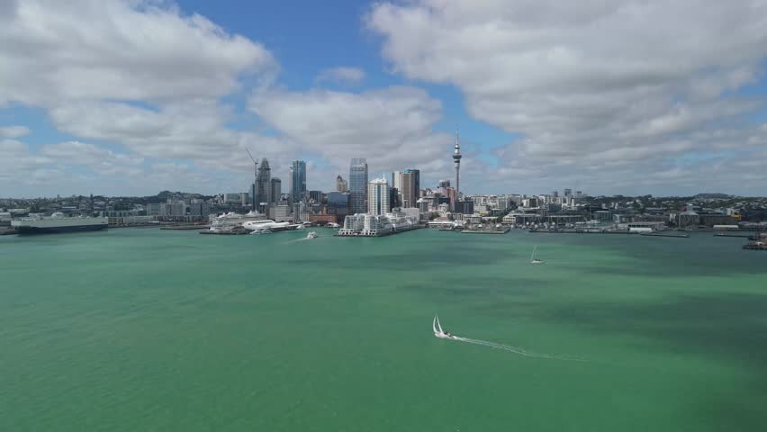Auckland, New Zealand aerial by drone city skyline