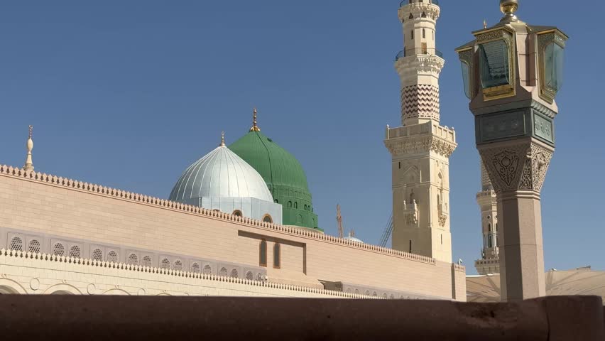 Madinah Saudi Arabia. Masjid Nabawi Mosque of Prophet Muhammad peace be upon Him, Green Dome, Madina City Muslims Namaz Ramadan Eid Spiritual Journey Arab