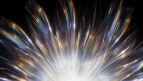 Vibrant iridescent light rays burst upwards forming flower petal shapes black background. Prismatic glow abstract energy flow motion. Cinematic backdrop for creative projects wallpaper. - Powered by Shutterstock - Get 15% off with code: PIKWIZARD15