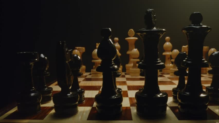 View of a chess set with each piece