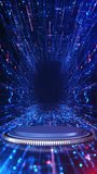 Neon Cyber Tunnel Stage data corridor platform streaming particles forming sci-fi environment. 3D 4K for virtual events, digital presentations, futuristic intros, or technology branding scenes. - Powered by Shutterstock - Get 15% off with code: PIKWIZARD15