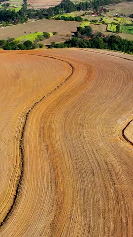 Harvesting scenery in Farming landscape at countryside rural scenery. Green field background at valley mountains.