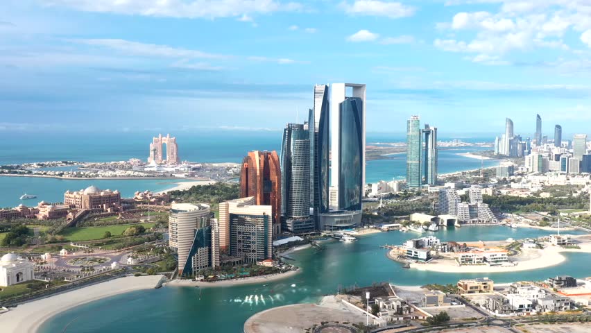 Abudhabi skyline Arial view footage 