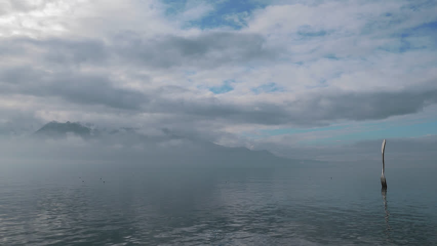 Vevey lake Switzerland during winter