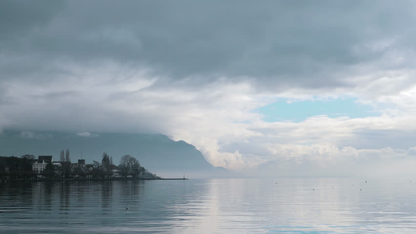 Vevey lake Switzerland during winter