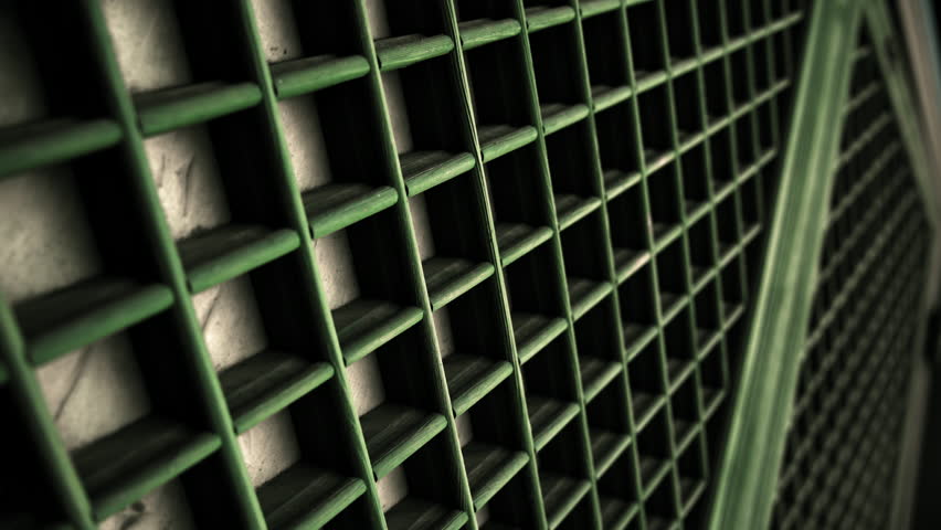 Cinematic close up shot of traditional Korean window lattice with repeating green wooden grid pattern and soft shadows