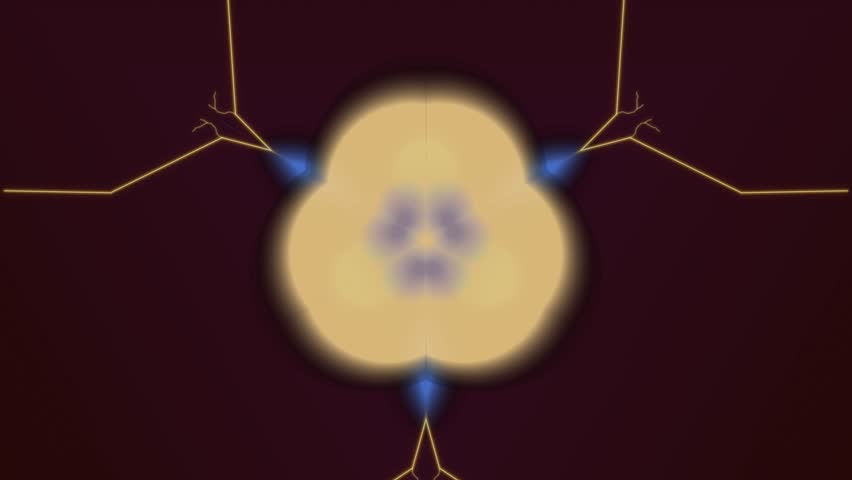 A mesmerizing abstract geometric flower shape in warm yellow hues, adorned with subtle blue accents, set against a deep, dark background. This design evokes a sense of mystery and elegance.