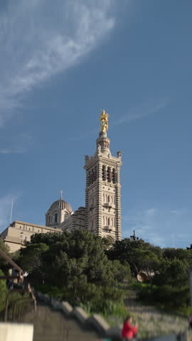 Marseille, Notre Dame de la Garde - Travel in France - vertical video