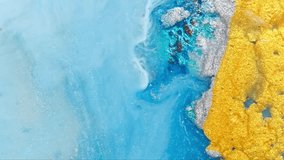 Blue and Gold Abstract Resin Art Texture With Glitter and Metallic Accents, Fluid Paint Close-Up - Powered by Shutterstock - Get 15% off with code: PIKWIZARD15