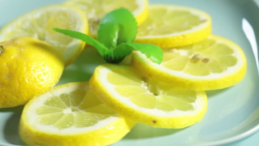 Lemon in a plate rotate