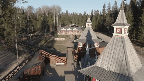 Drone Flying Forward toward Sheep Enclosure