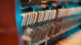 Man playing and tuning piano, Old vintage piano hammers with strings close up,  - Powered by Shutterstock - Get 15% off with code: PIKWIZARD15