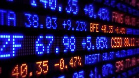 Digital stock market ticker scrolling across the screen, illustrating financial markets, trading, investments, and real-time economic data. - Powered by Shutterstock - Get 15% off with code: PIKWIZARD15