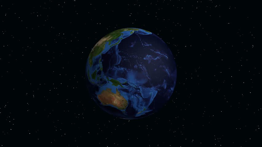 Digital animation zooms from space into Alexandria Egypt with population statistics and location marker