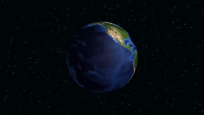Digital globe rotates and zooms from space to a specific location in South Korea