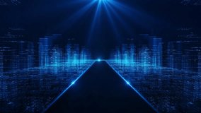 3D futuristic digital cityscape lights, streams of binary code advanced technology virtual environment. smart city technology themes, data networks, artificial intelligence innovation presentations 3D - Powered by Shutterstock - Get 15% off with code: PIKWIZARD15