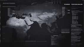 Futuristic Global Data Analysis Screen High tech world map interface filled charts code panels scanning showing digital monitoring process. research visuals, analytics presentations, news technology - Powered by Shutterstock - Get 15% off with code: PIKWIZARD15