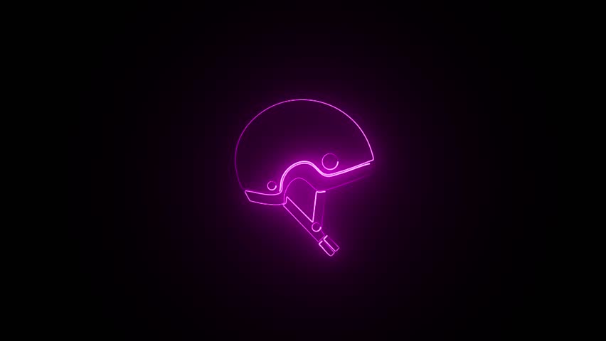 Pulsing neon helmet graphic, sports safety, cycling, biking, protection, motion background