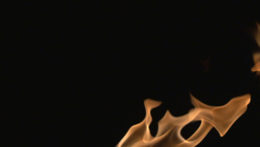 Isolated fire flame burning on black background.