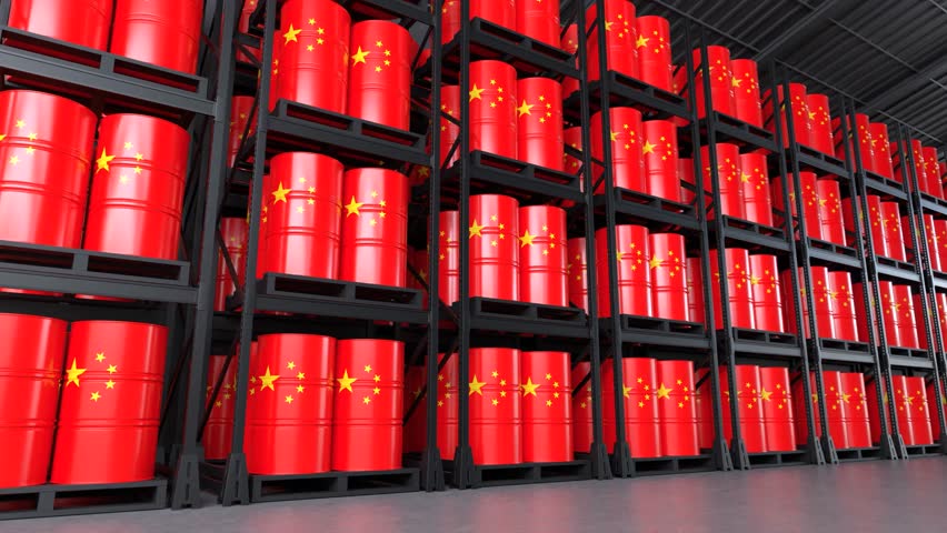 China oil supply and strategic petroleum reserve industry concept. 3D render