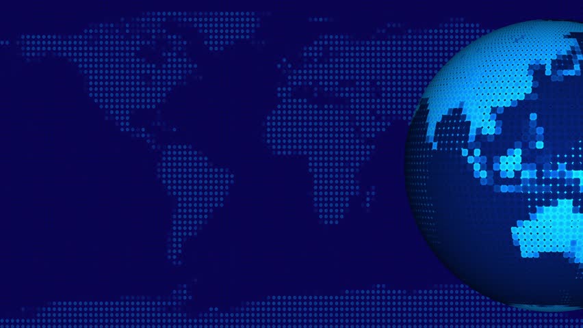 3D Blue Globe with Dotted World Map animated Background and Cyan Text Boxes earth planet
