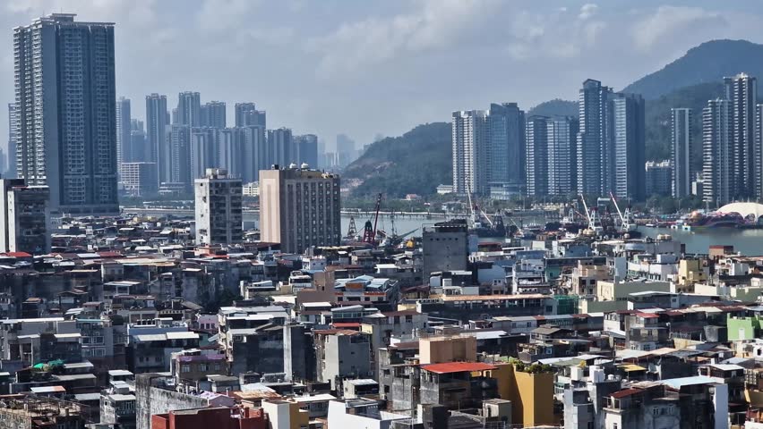Macao Macau Cityscape Skyline, China. Residential Buidings and Towers on Sunny Day
