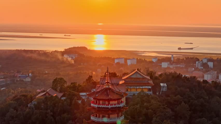Aerial view of the ancient Temple in Sheng 